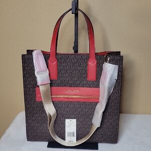 #17. NWT Michael Kors Brown and Red Signature Tote